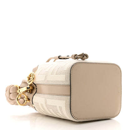Fendi Canvas Nappa F is Fendi FF Embroidered Mini Mon Tresor Bucket Bag Grezzo White Nuvola 4 of 9