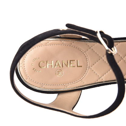 Chanel Suede Sandals 37 Black 8 of 10