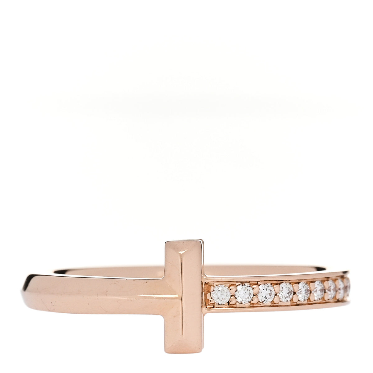 18K Rose Gold Diamond 2.5mm T T1 Ring 58 8.5