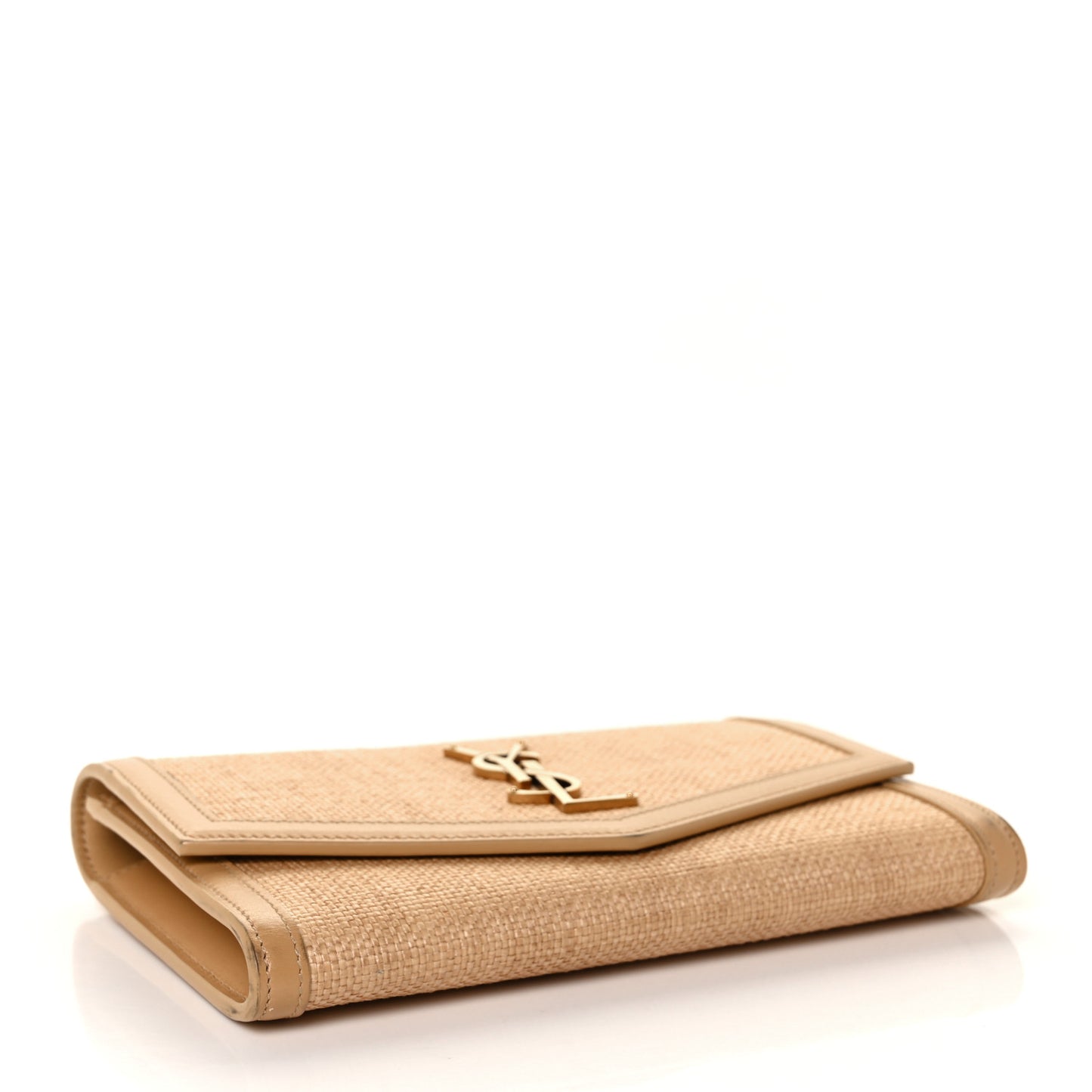 Micro Raffia Monogram Uptown Chain Wallet Natural Hay Blush