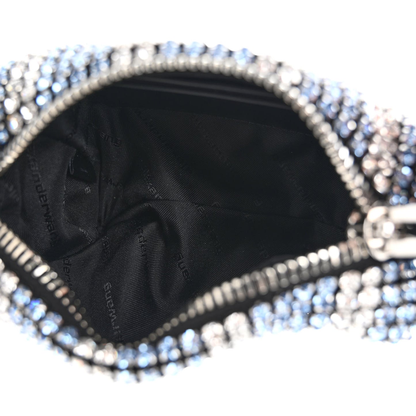 Mesh Crystal Rhinestone Mini Heiress Pouch Blue Light