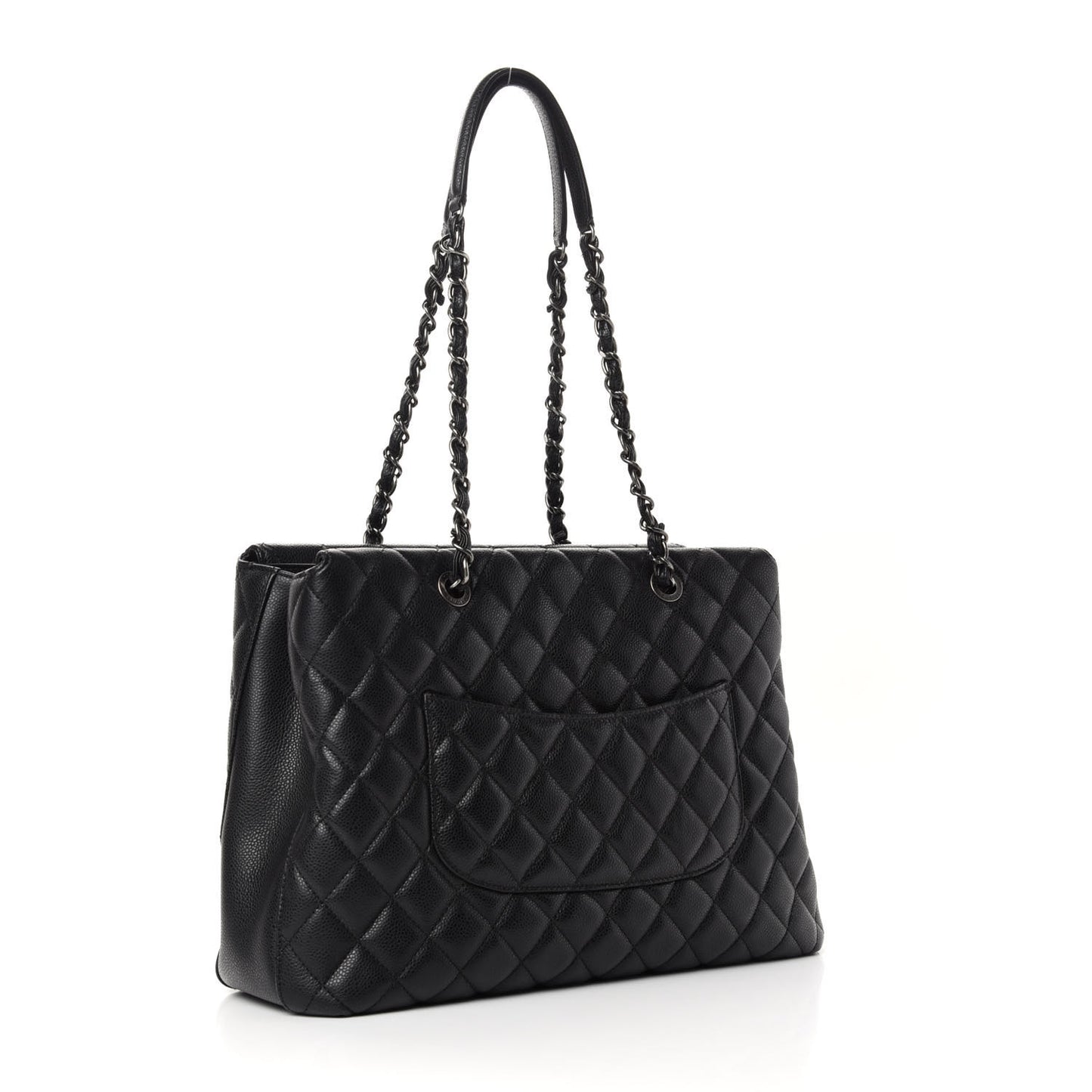 Caviar Quilted City Shopping Tote Black