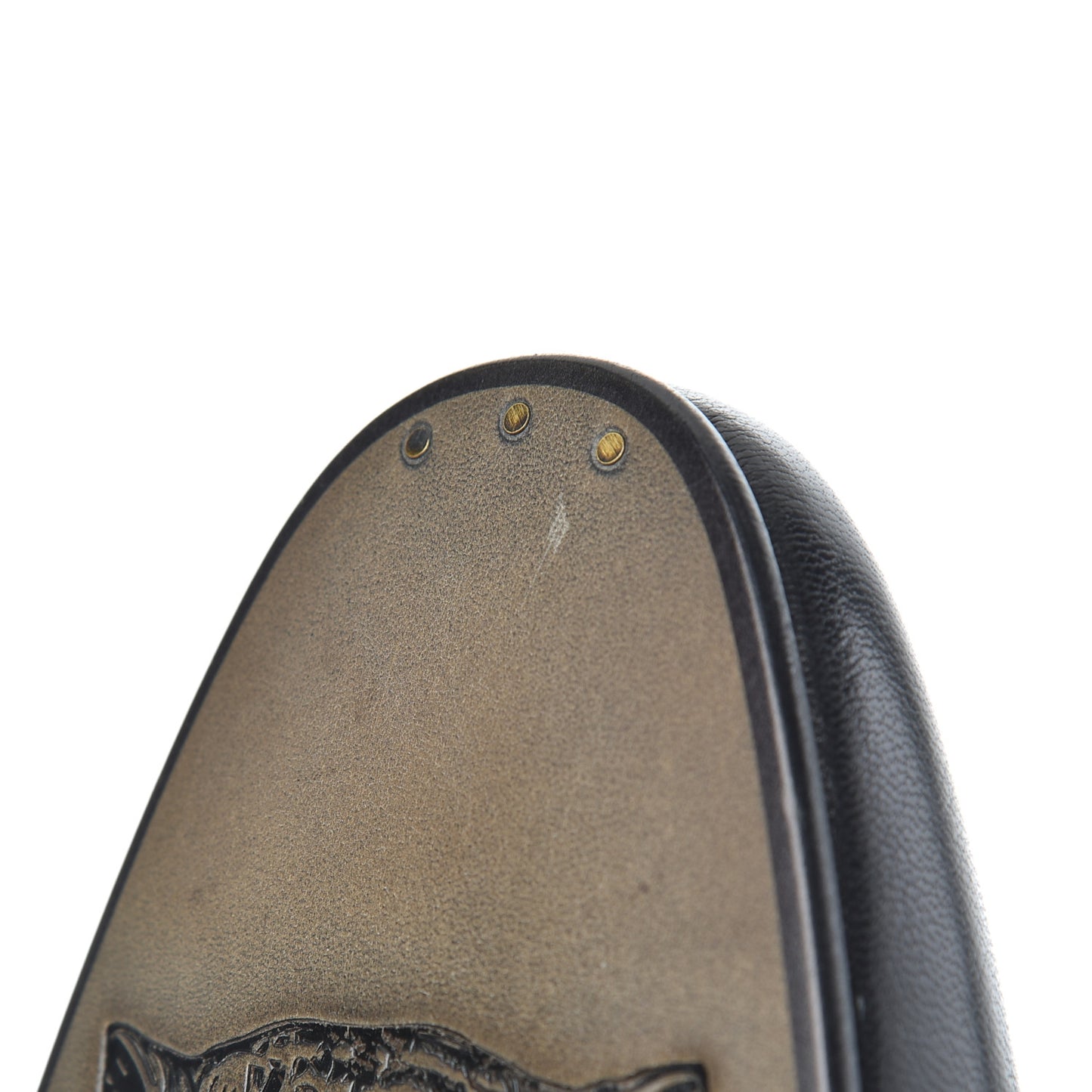 Goatskin Mens Chain Mid Heel Loafers 11 Black