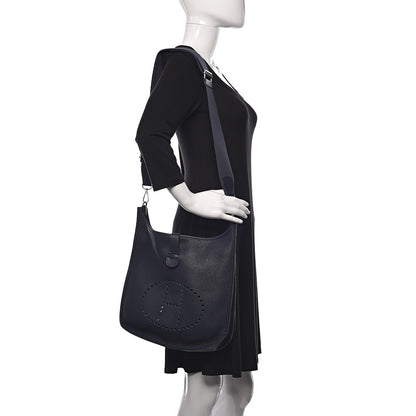 Hermes Taurillon Clemence Evelyne III PM Bleu Nuit 2 of 12