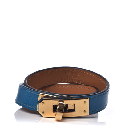 Hermes Tadelakt Kelly Double Tour Bracelet XS Bleu Izmir 1 of 6