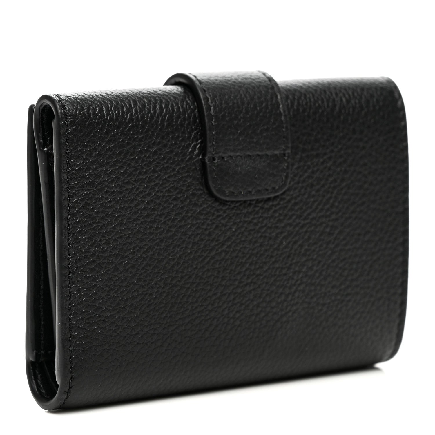 Celine Grained Calfskin Triomphe Fine Strap Wallet Black 3 of 9