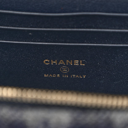 Chanel Wool Plaid Quilted Small Vanity Case With Chain Blue 6 of 11