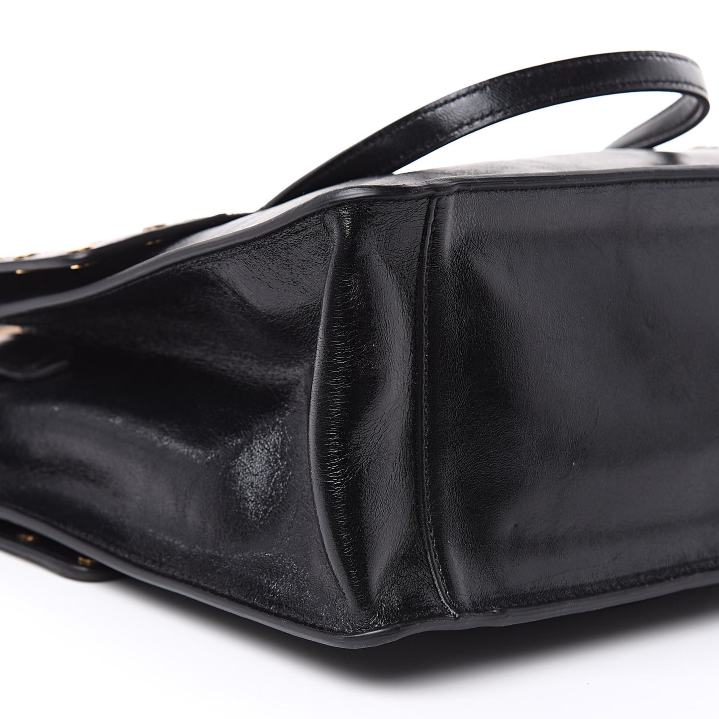 Agnello Old Shine Vitello Go Rain Large Flip Tote Black Marrone