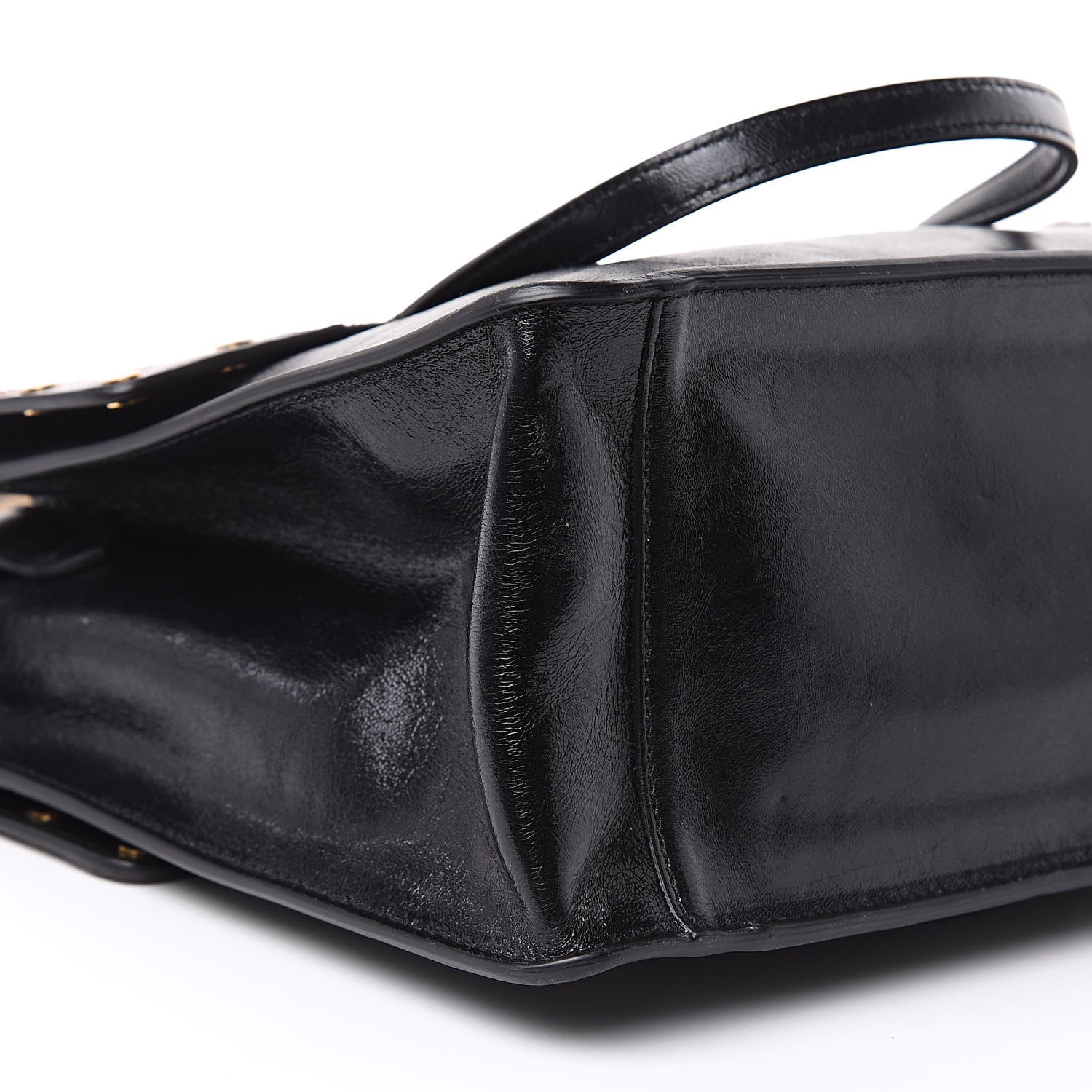 Fendi Agnello Old Shine Vitello Go Rain Large Flip Tote Black Marrone 9 of 11