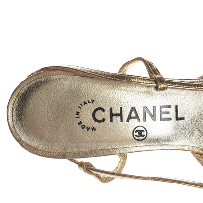 Chanel Metallic Lambskin Satin Slingback Pumps 38 Gold 13 of 17