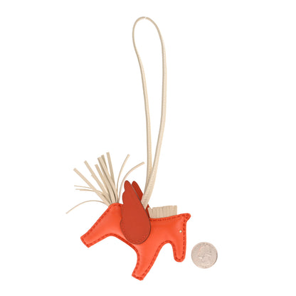 Hermes Milo Lambskin Grigri Rodeo Pegase Horse Bag Charm PM Orange Poppy Craie Terre Battue 2 of 6