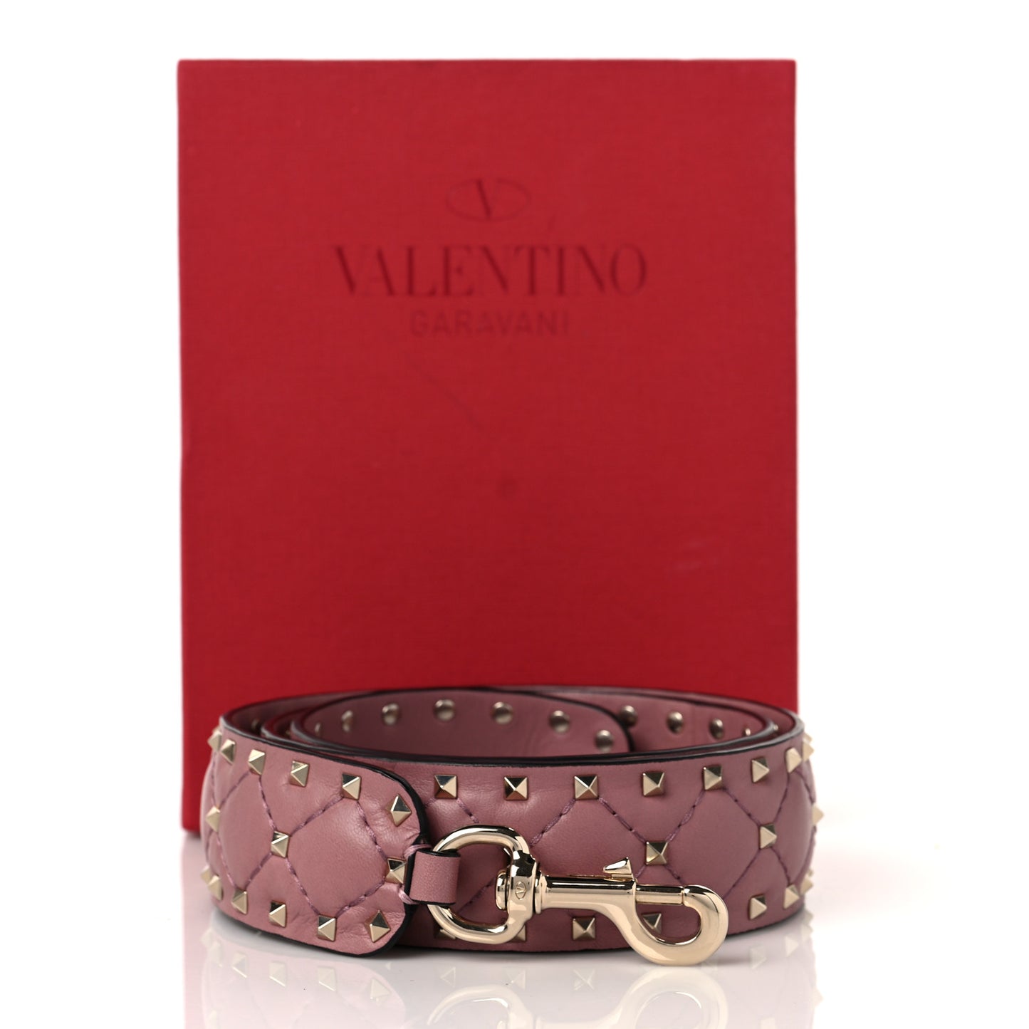 Lambskin Rockstud Spike Shoulder Strap Antique Rose
