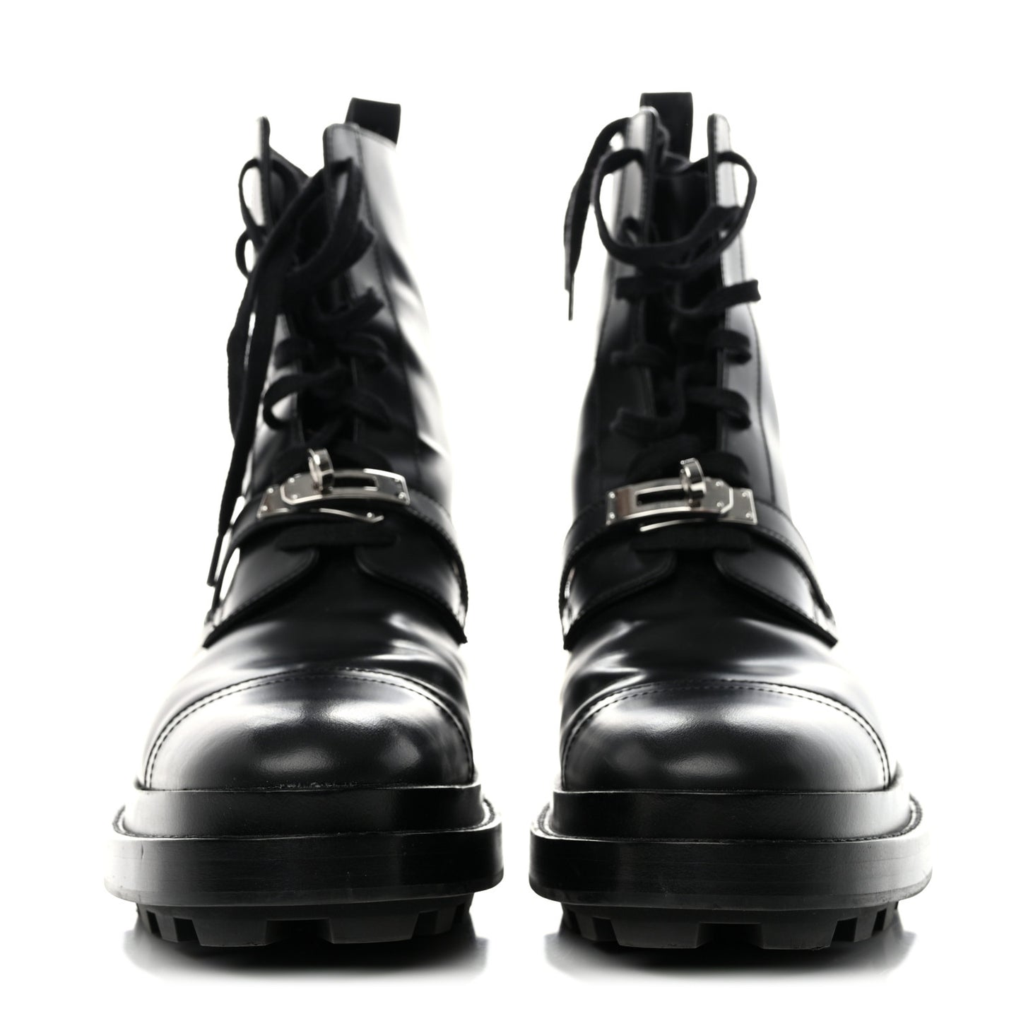 Glossed Calfskin Funk Ankle Boots 40 Black