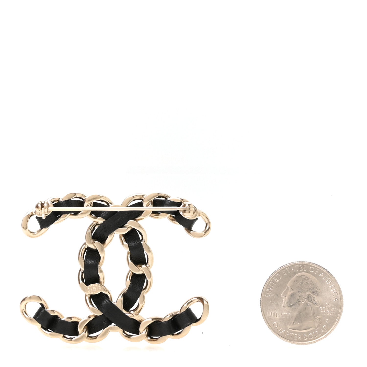 Chanel Lambskin Chain CC Brooch Black Gold 2 of 4