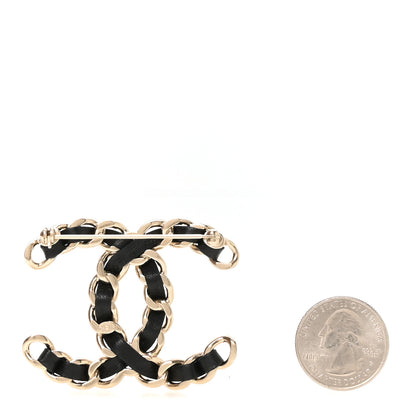 Chanel Lambskin Chain CC Brooch Black Gold 2 of 4