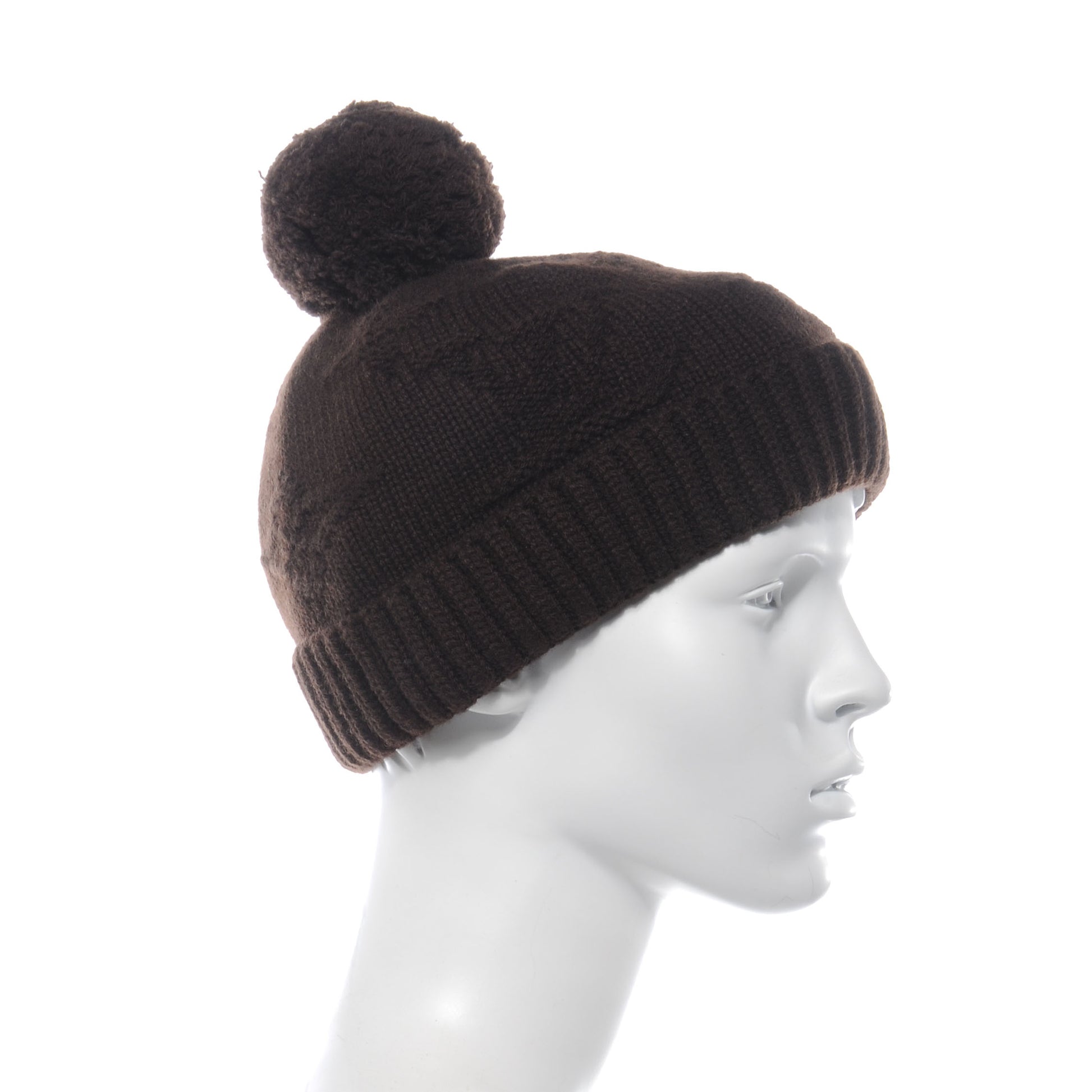 Louis Vuitton Cashmere Monogram Beanie Hat Brown 3 of 5