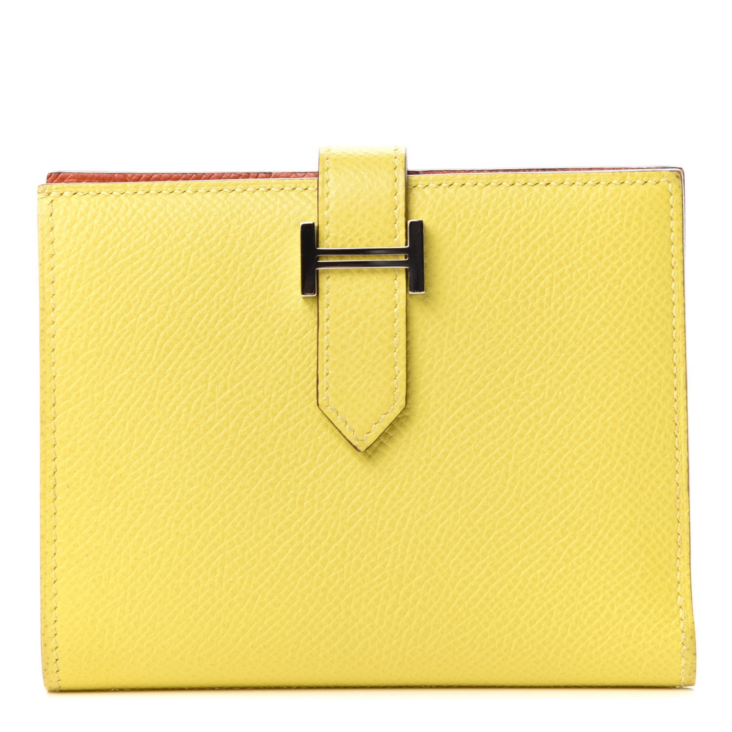 Hermes Epsom Verso Bearn Compact Wallet Lime Terre Battue 1 of 7