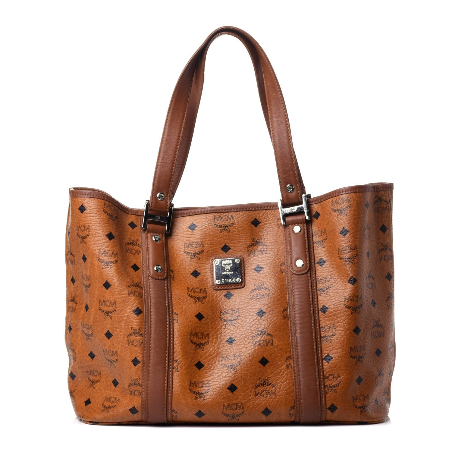 MCM Visetos Shopping Tote Cognac 1 of 10