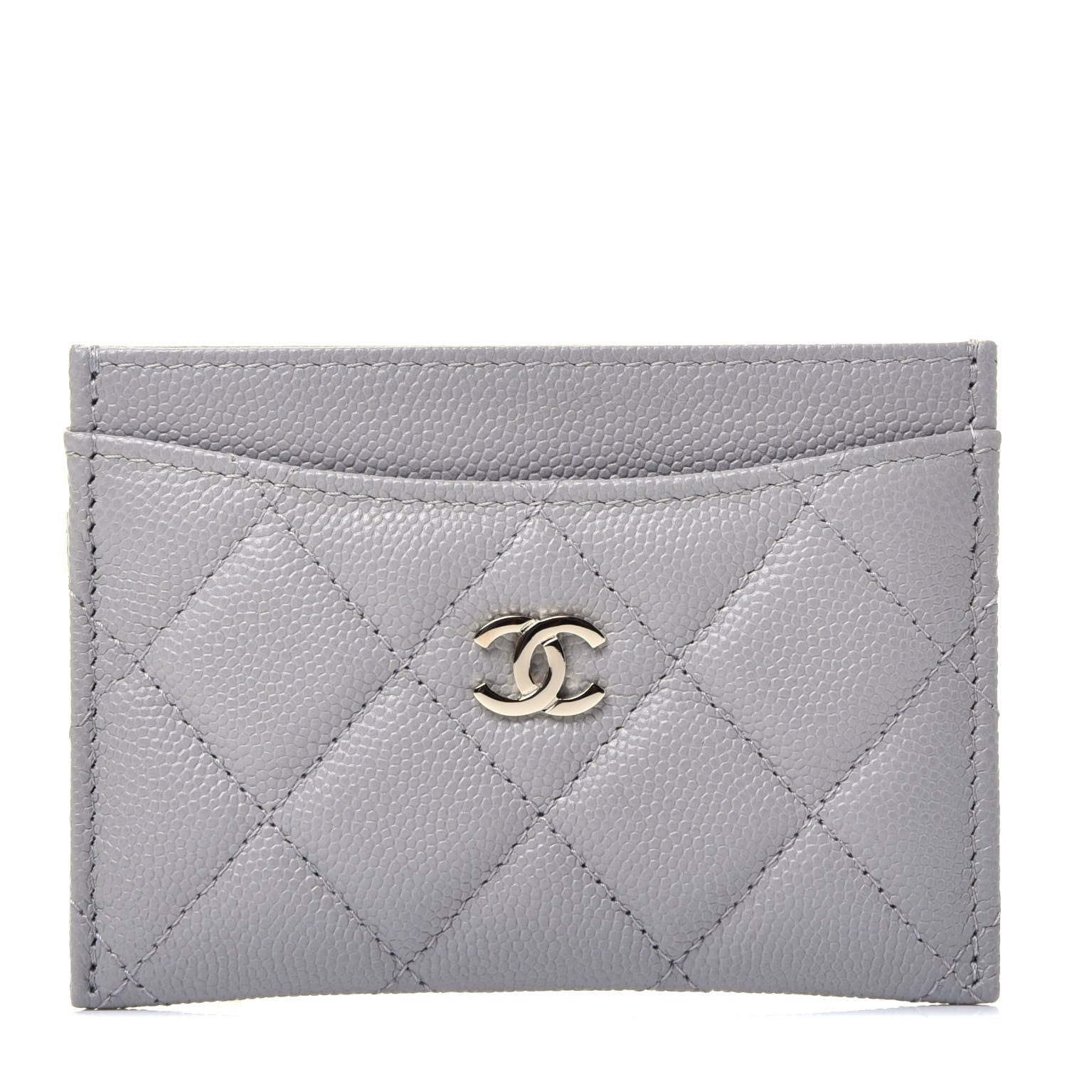 Chanel Caviar Quilted Card Holder Grey 1 of 9