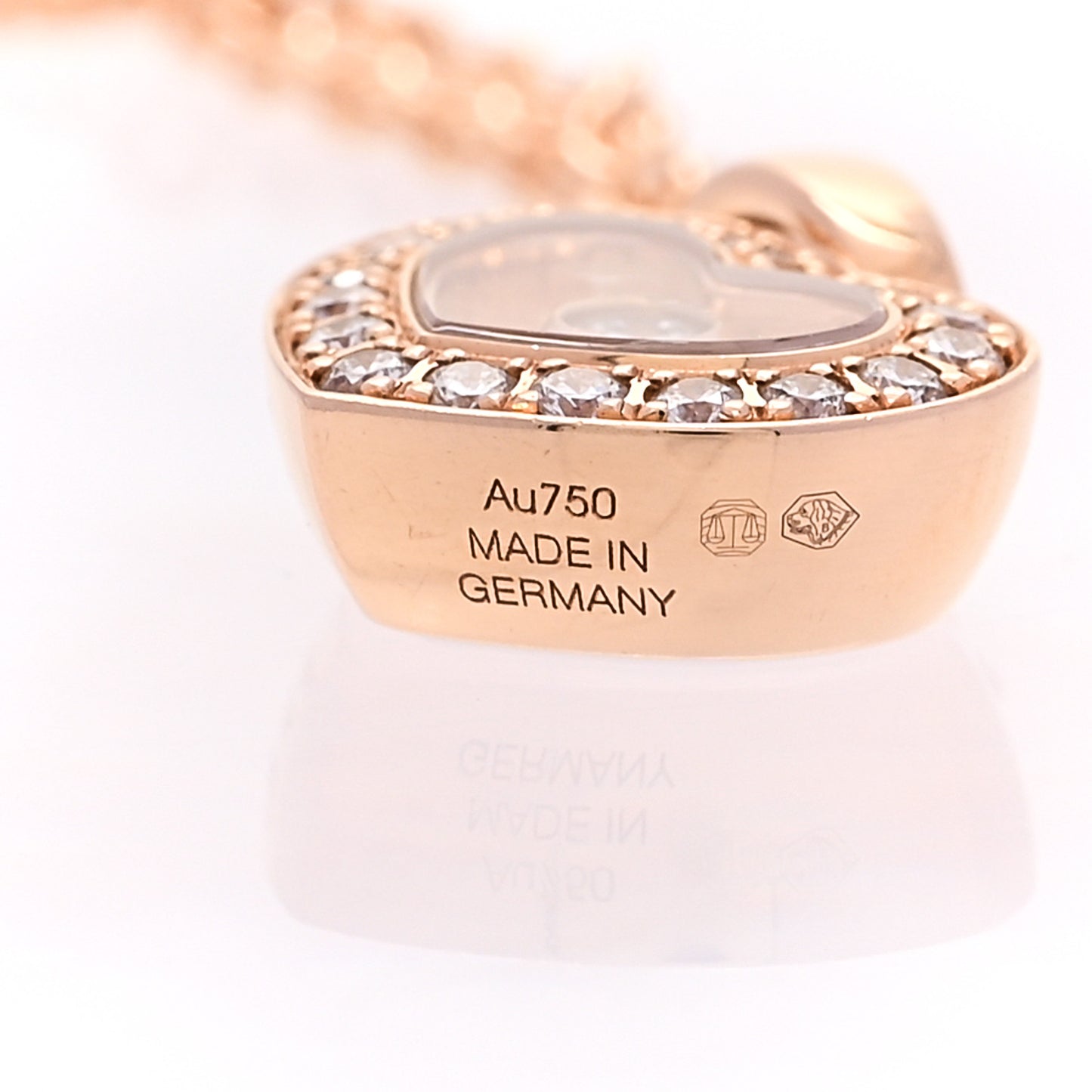 18K Rose Gold Diamond Happy Diamonds Icon Heart Pendant Necklace