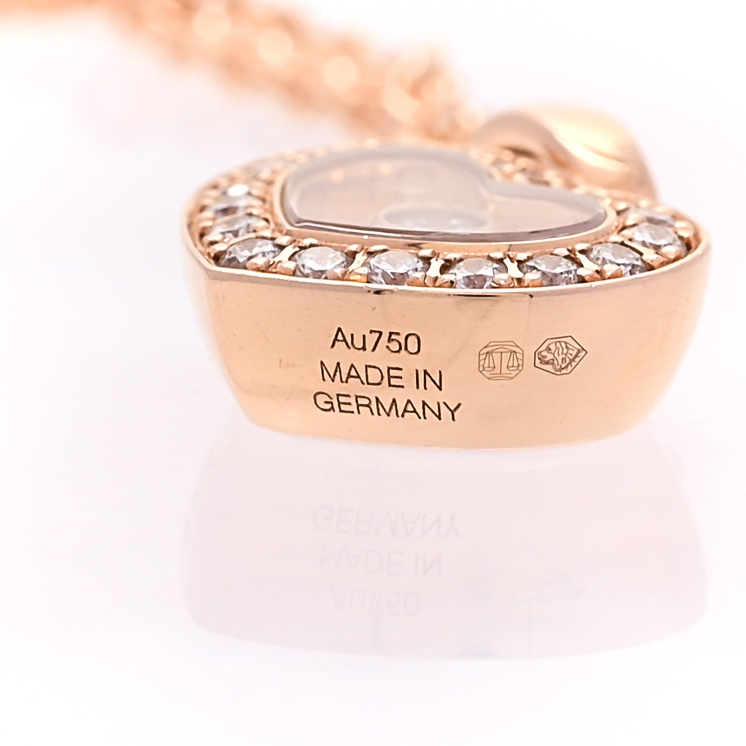 Chopard 18K Rose Gold Diamond Happy Diamonds Icon Heart Pendant Necklace 7 of 8