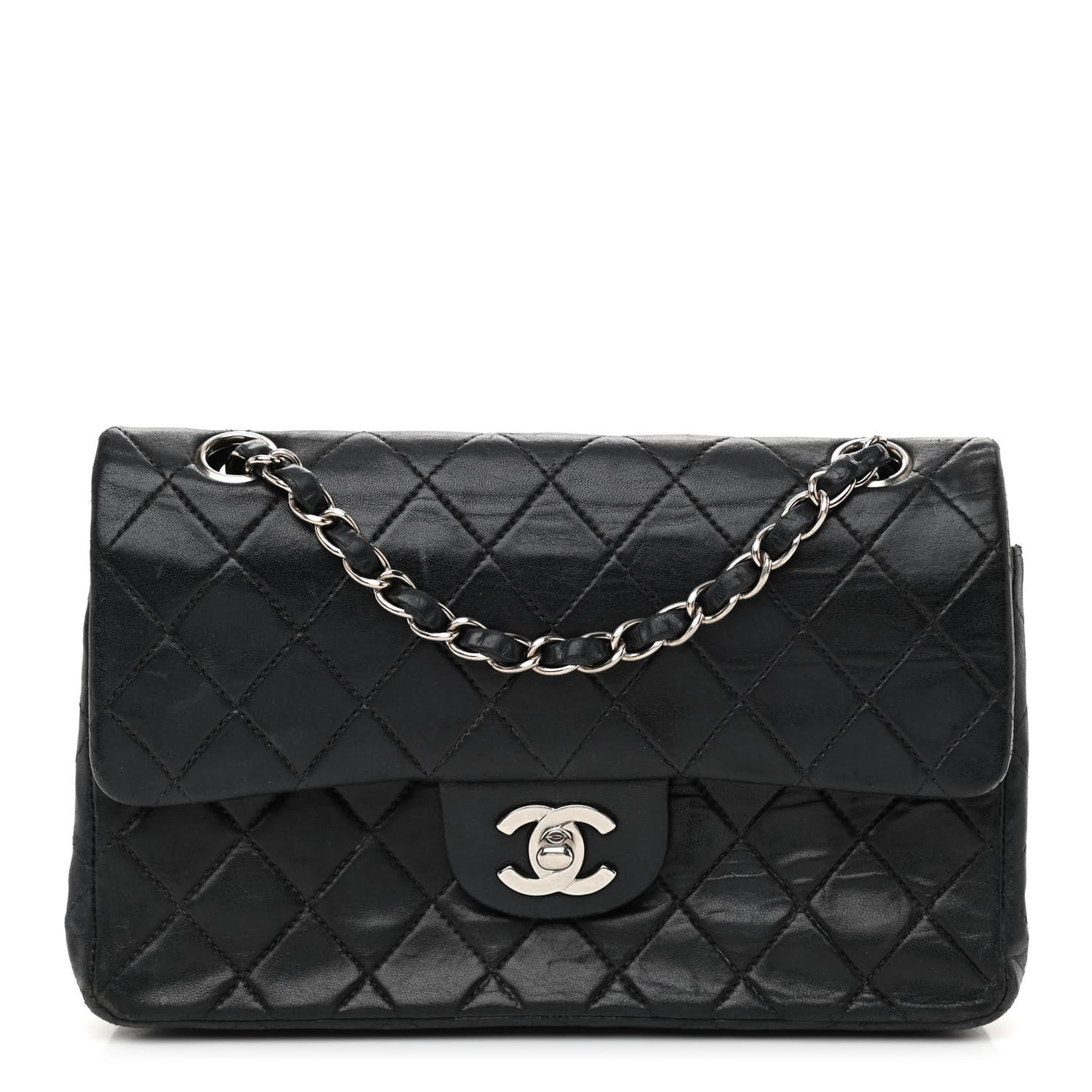 Lambskin Quilted Small Double Flap Black