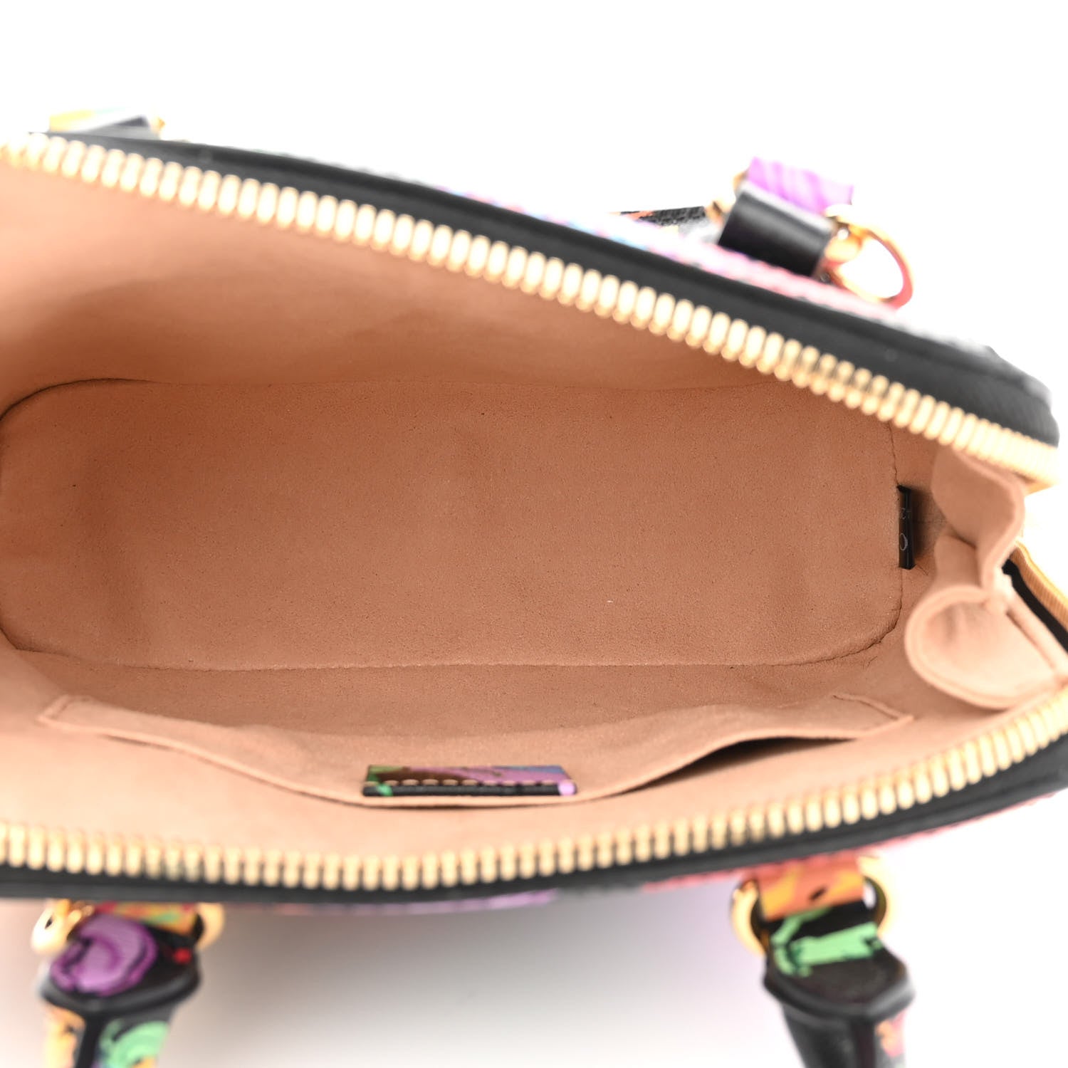 Gucci X KEN SCOTT New Shangai Calfskin Jenny Floral Print Mini Horsebit 1955 Top Handle Bag Black Pink 5 of 10