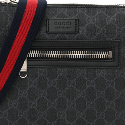Gucci GG Supreme Monogram Web Small Flat Messenger Bag Black Grey 7 of 9