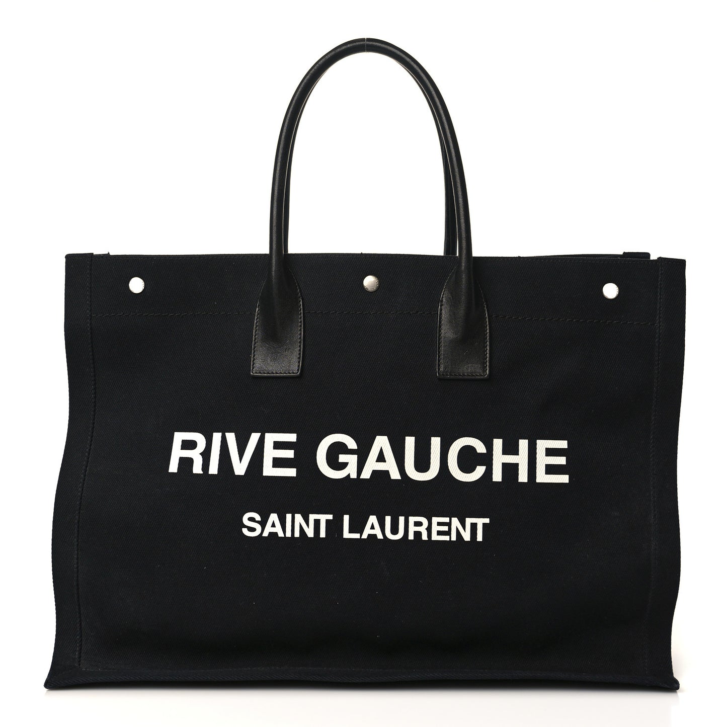 Linen Calfskin Rive Gauche Tote Black
