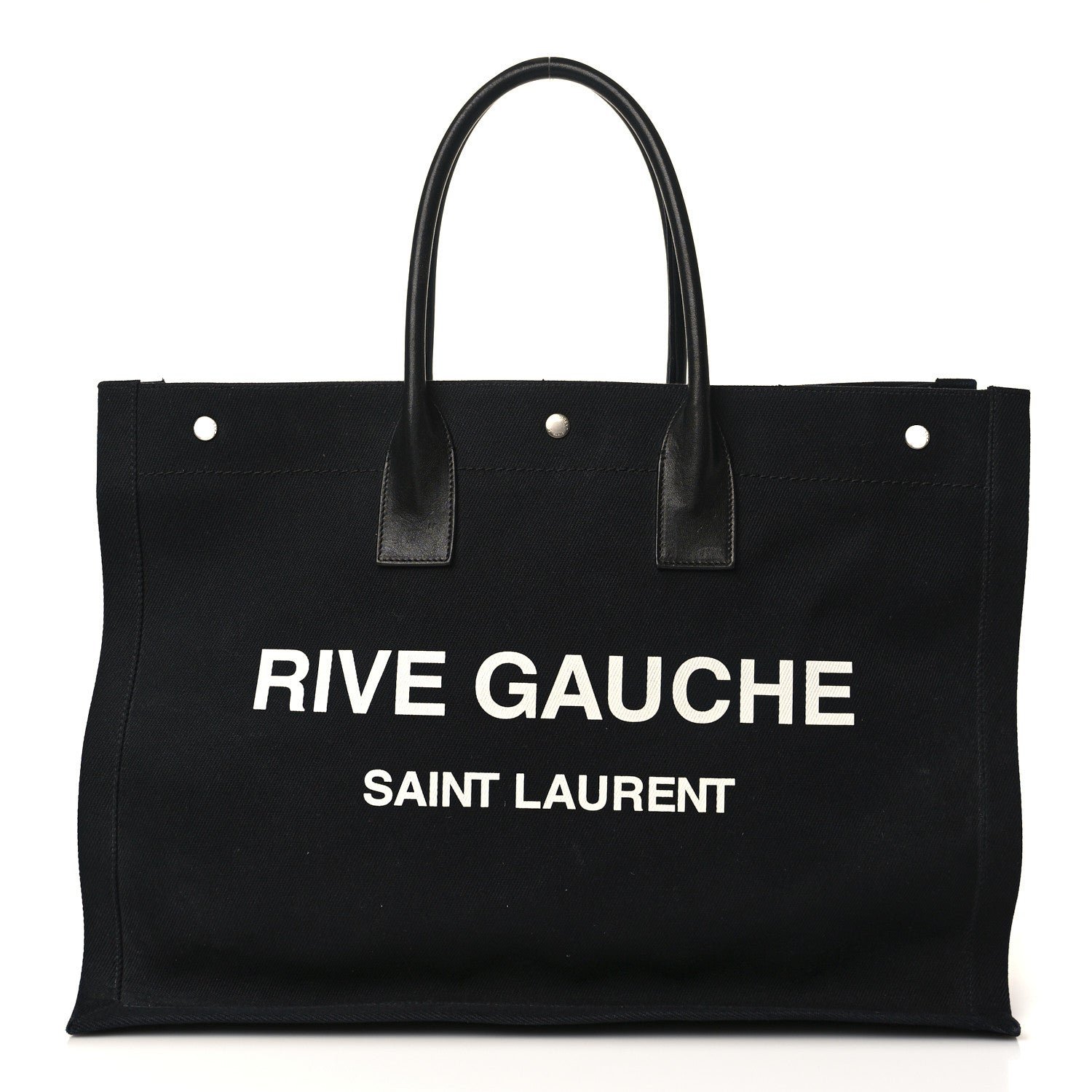 Saint Laurent Linen Calfskin Rive Gauche Tote Black 1 of 10