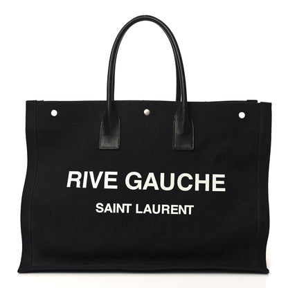 Saint Laurent Linen Calfskin Rive Gauche Tote Black 1 of 10