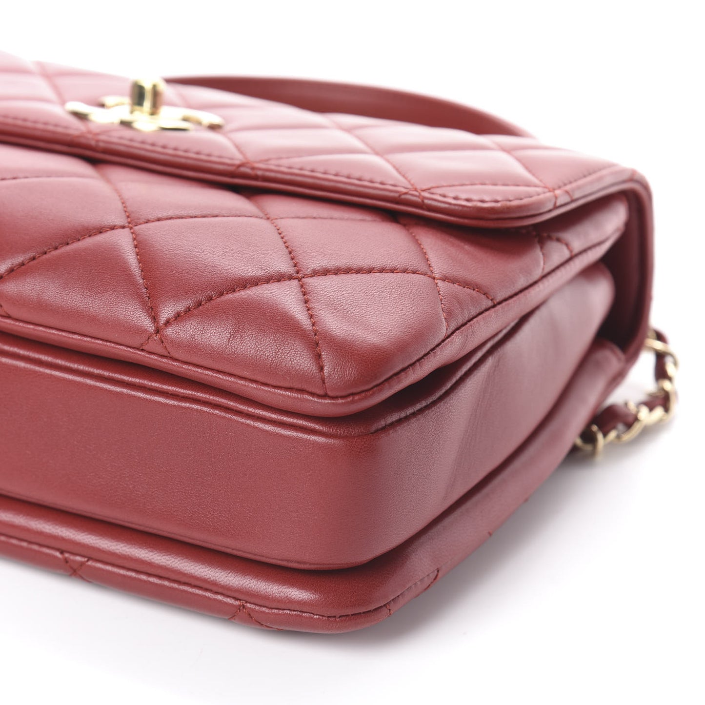Lambskin Quilted Small Trendy CC Flap Dual Handle Bag Red