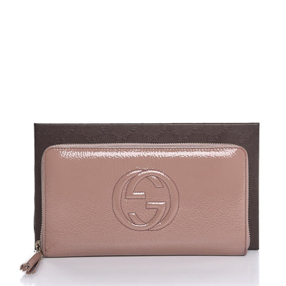 Gucci Patent Soho Zip Around Wallet Dark Cipria 9 of 9