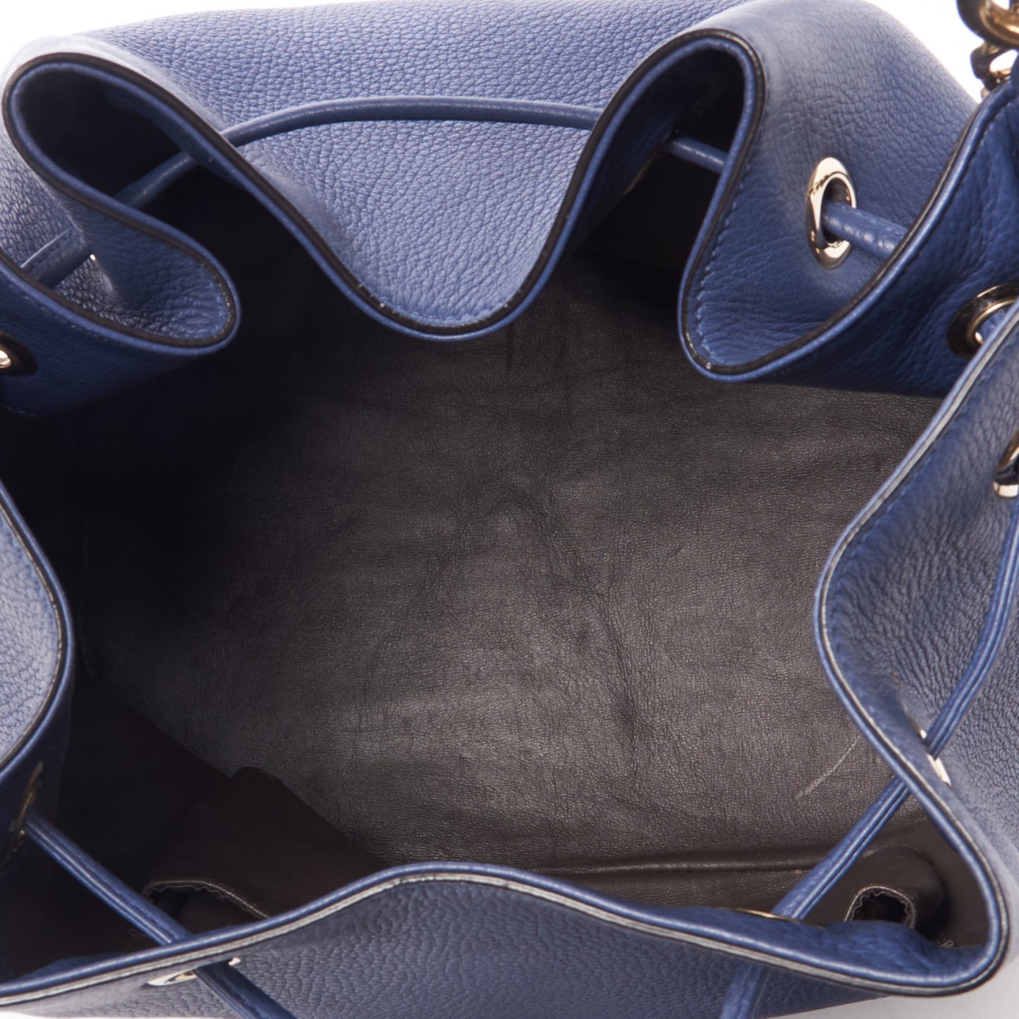 Pebbled Calfskin Miss Bamboo Bucket Bag Blue