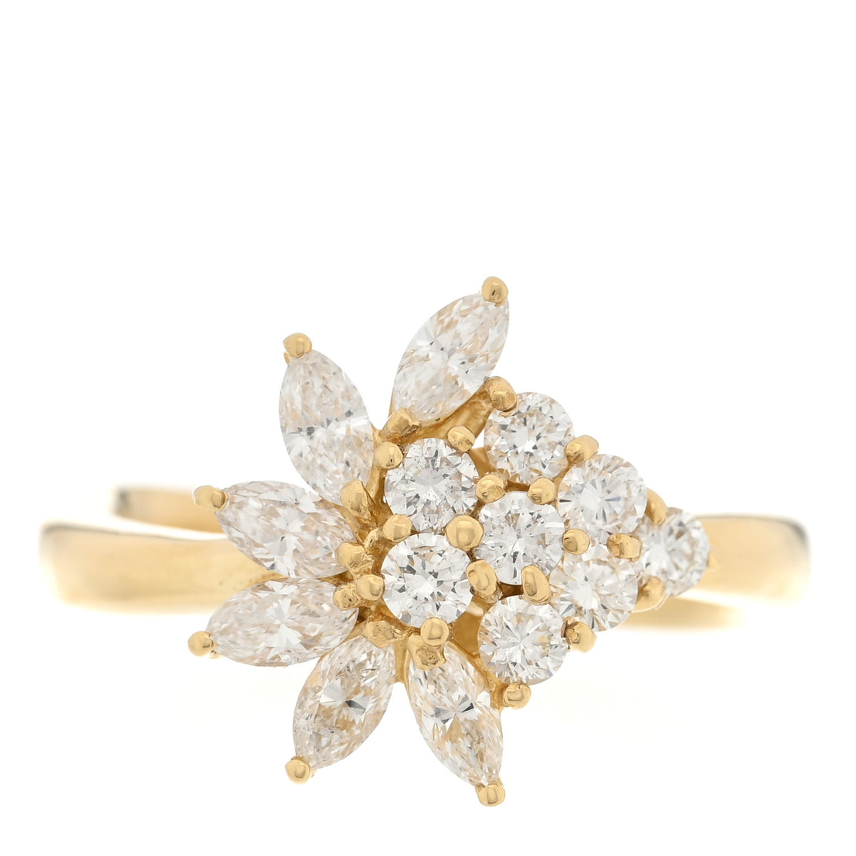 Parker & West by FASHIONPHILE 18K Yellow Gold Diamond .73ctw Flower Band Ring 47 4 1 of 10