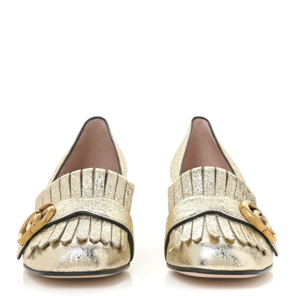Gucci Galassia GG Marmont Fringe 50mm Loafer Pumps 36 Platino 4 of 6