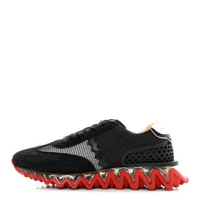 Christian Louboutin Suede Mesh Calfskin Mens Loubishark Sneakers 43 Black White Transparent 1 of 9