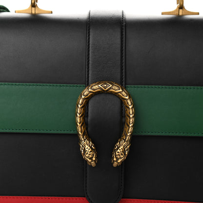 Gucci Calfskin Bamboo Web Large Dionysus Top Handle Bag Black Bright Evergreen Hibiscus Red 8 of 11