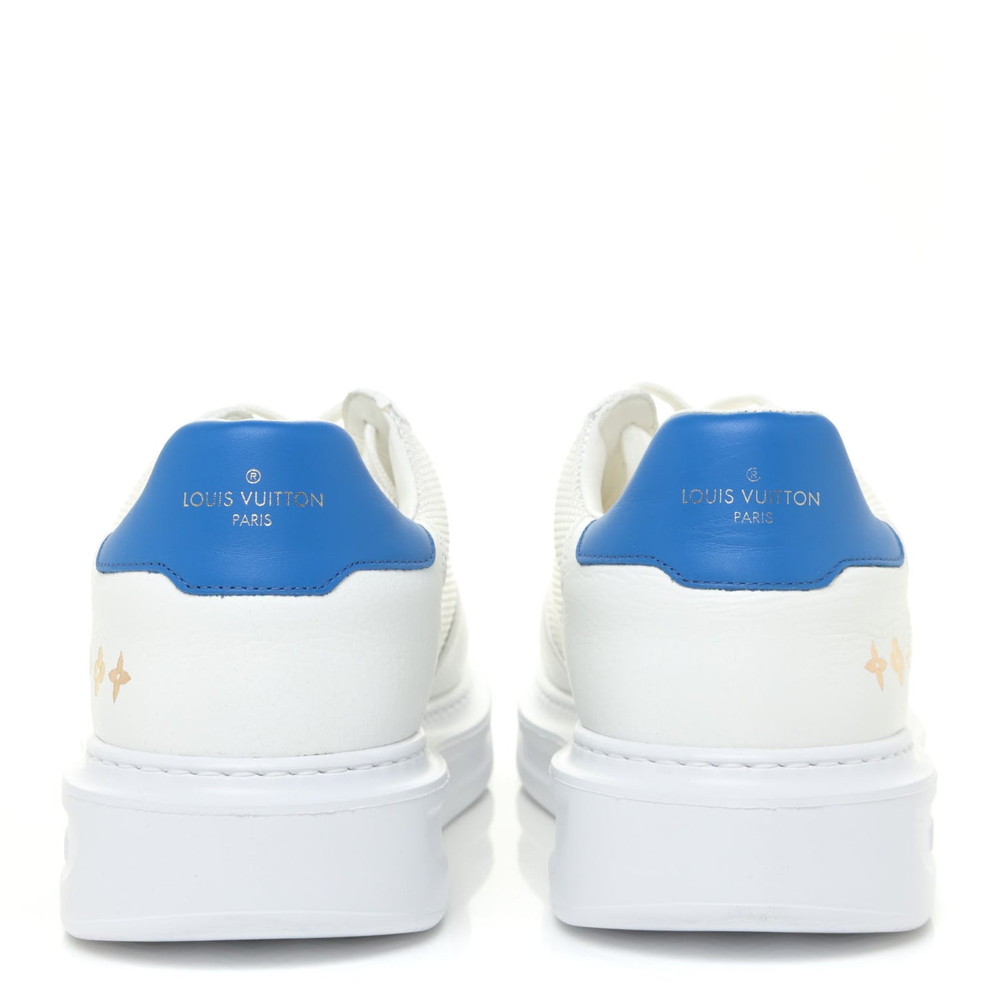 Calfskin Mongram Beverly Hills Sneakers 7.5 White Blue