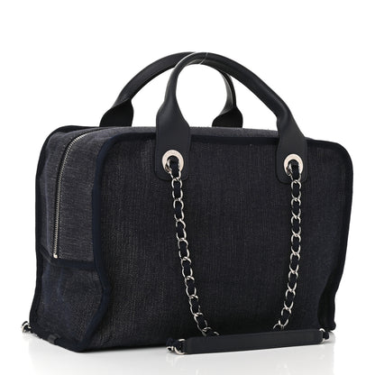 Chanel Denim Deauville Bowling Bag Dark Blue 3 of 10