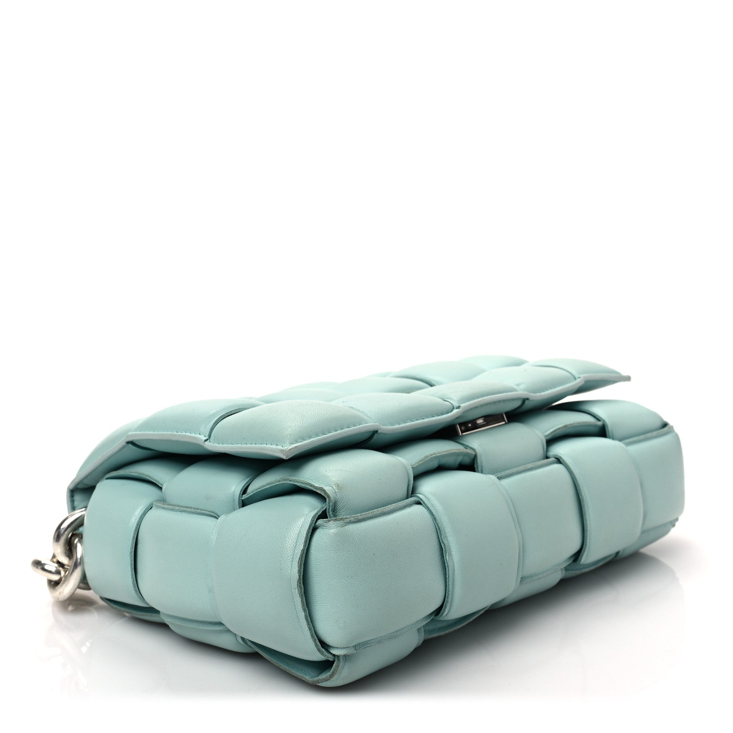 Bottega Veneta Lambskin Maxi Intreccio Padded Chain Cassette Crossbody Bag Spearmint 4 of 8