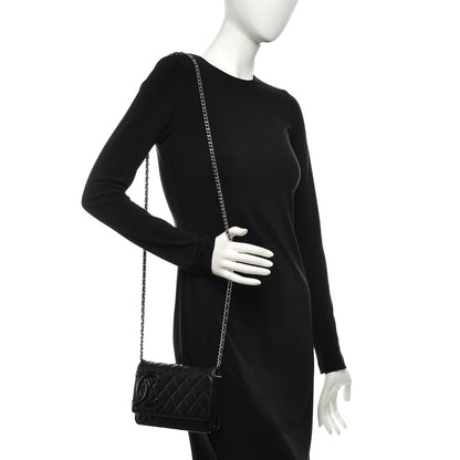 Chanel Calfskin Quilted Cambon Wallet On Chain WOC Black 2 of 10