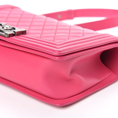 Chanel Lambskin Quilted Medium Boy Flap Dark Pink 9 of 10