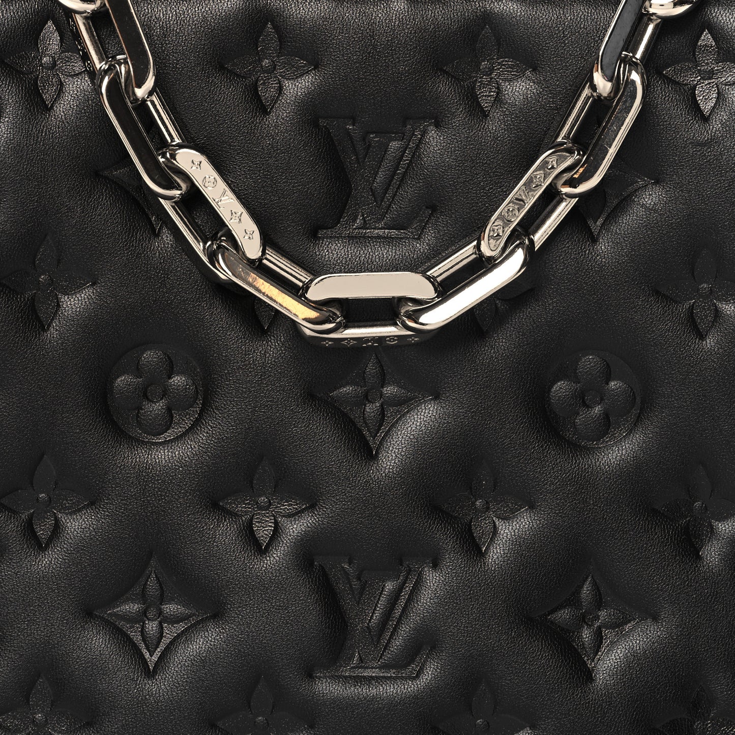 Lambskin Embossed Monogram Coussin PM Black