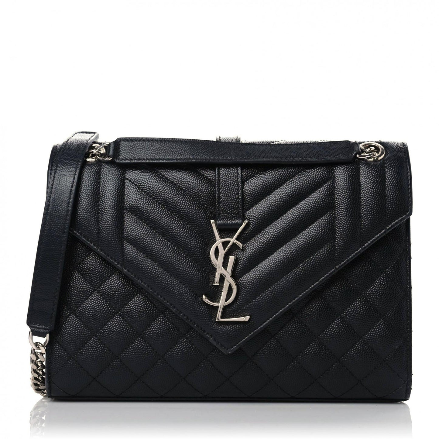 Grain De Poudre Textured Mixed Matelasse Triquilt Medium Monogram Satchel Black