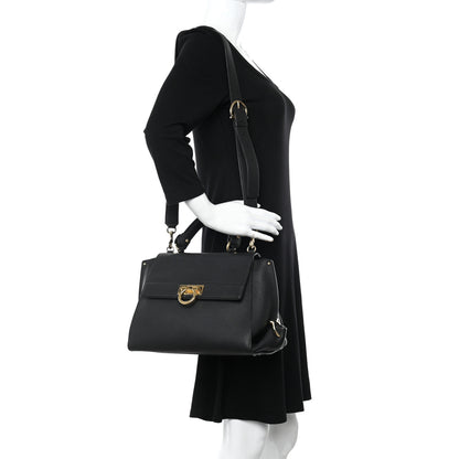 Salvatore Ferragamo Grained Calfskin Sofia Satchel Black 2 of 9