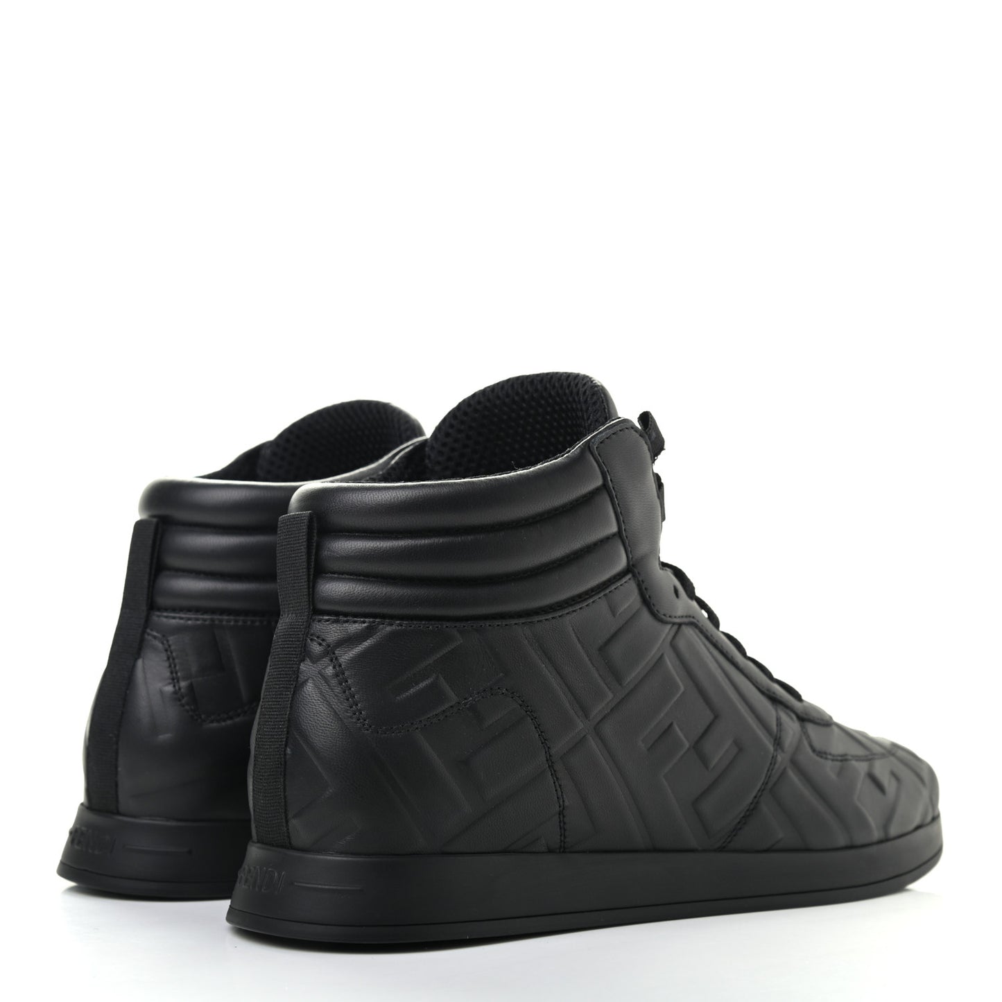 Nappa Macro FF Embossed High Top Sneakers 38 Black