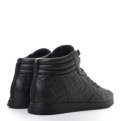 Fendi Nappa Macro FF Embossed High Top Sneakers 38 Black 4 of 8