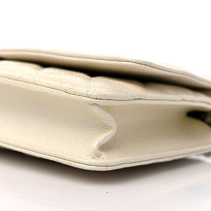 Chanel Iridescent Caviar Quilted Wallet on Chain WOC Ivory 10 of 14