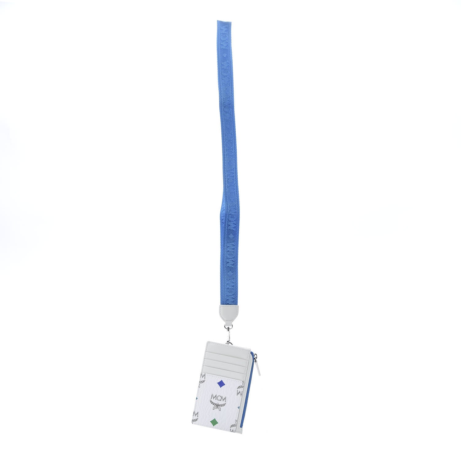 MCM Skyoptic Visetos Spectrum Diamond Mini Card Case Holder Lanyard White 1 of 6